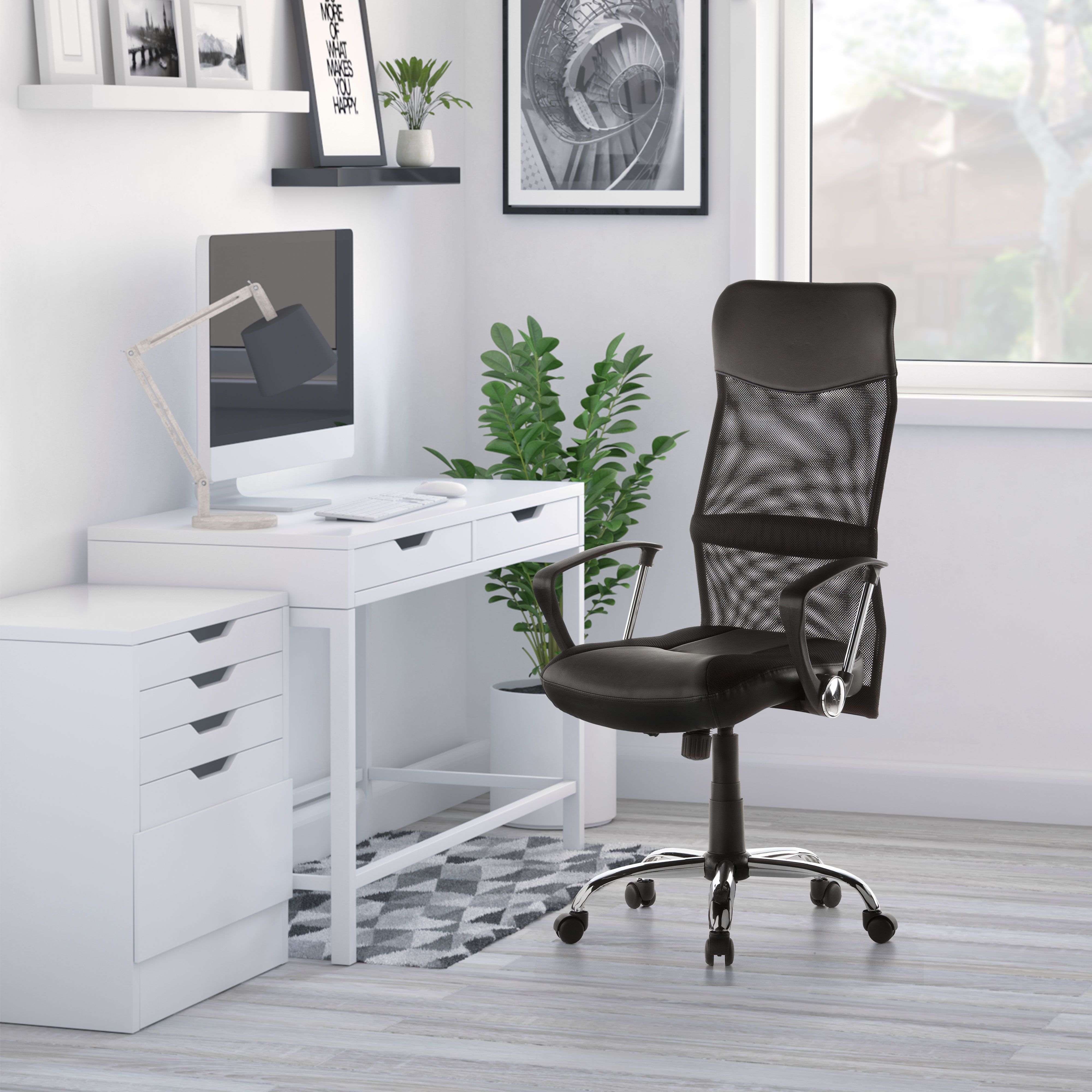 Bürostuhl / Chefsessel ARTON 20 Netz / Kunstleder schwarz Chrom hjh OFFICE  - Home Office - B2B Deutschland | Schreibtischstühle