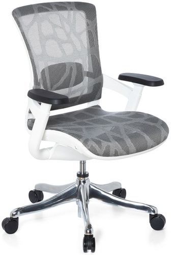 * Bürostuhl SKATE STYLE Sitz und Rücken Netz Design grau / Rahmen weiß hjh OFFICE