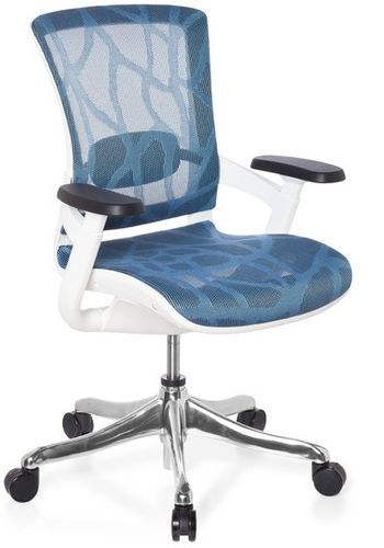 * Bürostuhl SKATE STYLE Sitz und Rücken Netz Design blau / Rahmen weiß hjh OFFICE