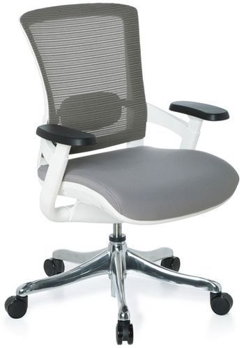 Bürostuhl SKATE STYLE Sitz Stoff grau / Rücken Netz grau / Rahmen weiß hjh OFFICE