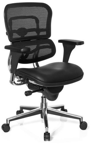 Bürostuhl / Chefsessel ERGOHUMAN BASE Sitz Leder/Rücken Netz schwarz hjh OFFICE