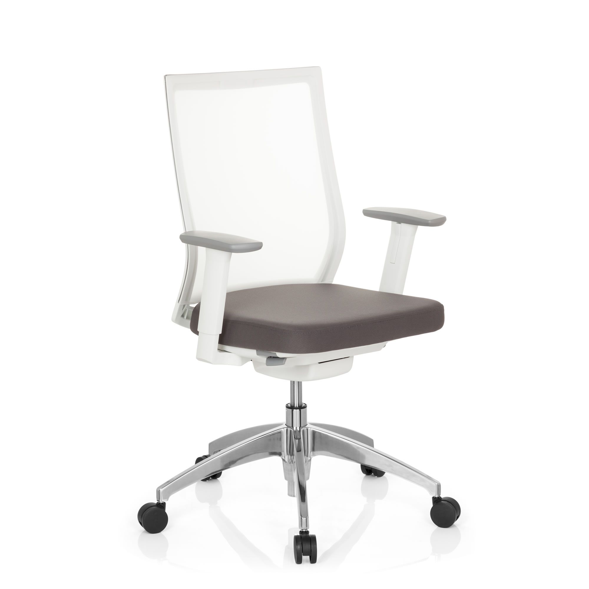 Bürostuhl / Drehstuhl ASPEN WHITE Netzstoff transparent / Sitz Stoff hjh OFFICE