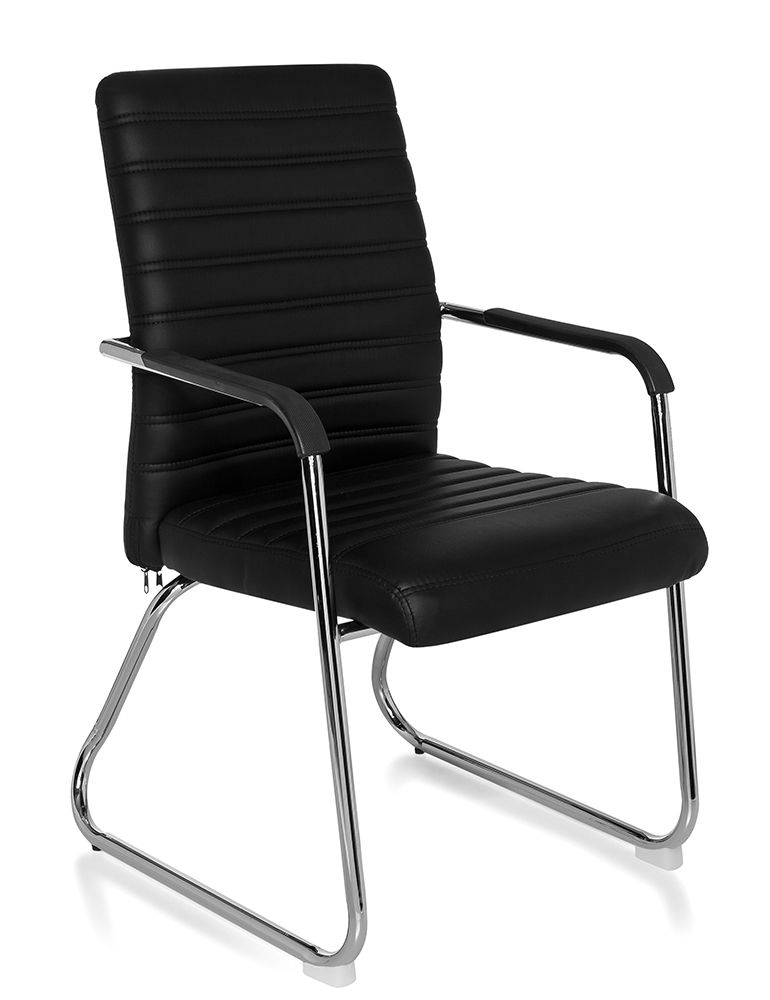 Konferenzstuhl / Kufenstuhl / Stuhl STEEL V PU schwarz hjh OFFICE
