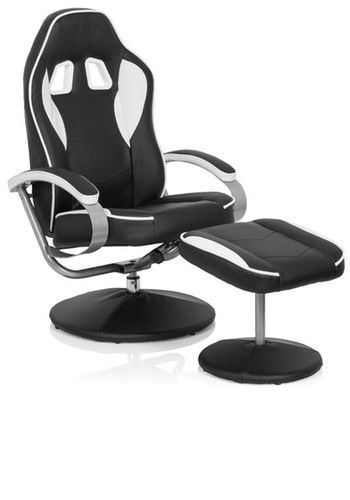 * Loungechair / Relaxsessel GAMER PRO WH 110 Kunstleder schwarz / weiß