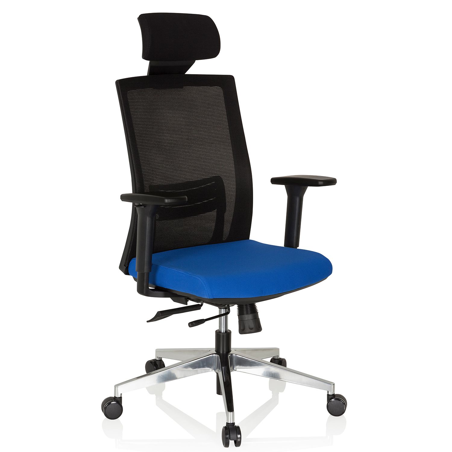 * Bürostuhl / Chefsessel CAPTIVA Sitz Stoff / Rücken Netz schwarz / blau hjh OFFICE
