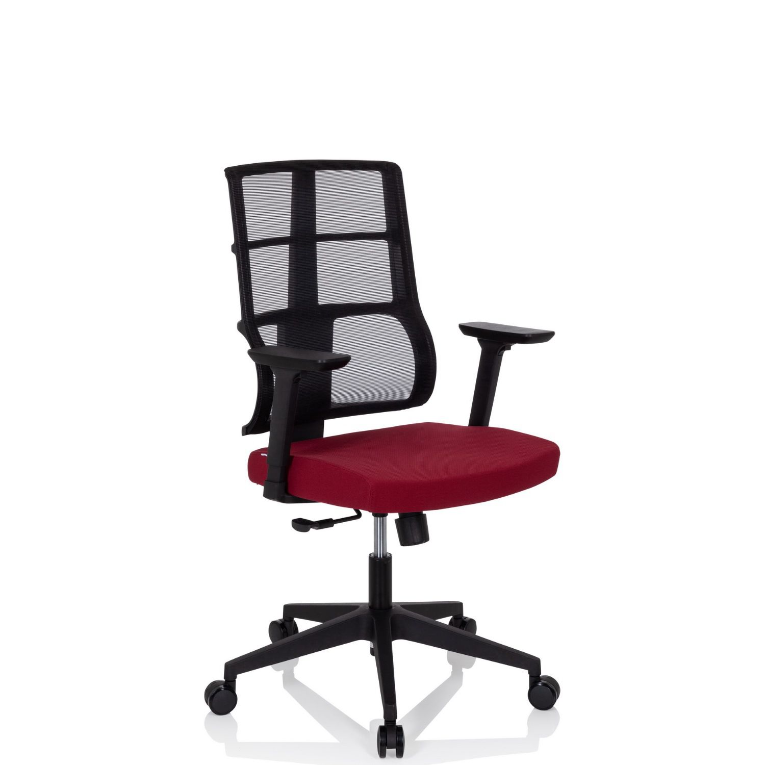 Bürostuhl / Drehstuhl SPINIO Netzstoff / Stoff schwarz / rubinrot hjh OFFICE