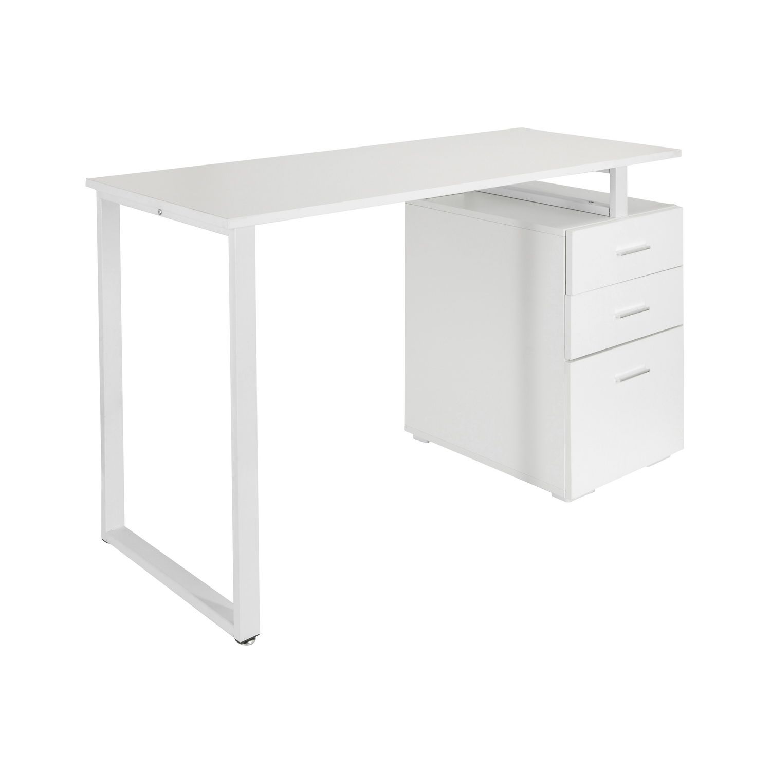 Schreibtisch / Computertisch EASY WORK V 120 x 50 cm mit Standcontainer weiß hjh OFFICE