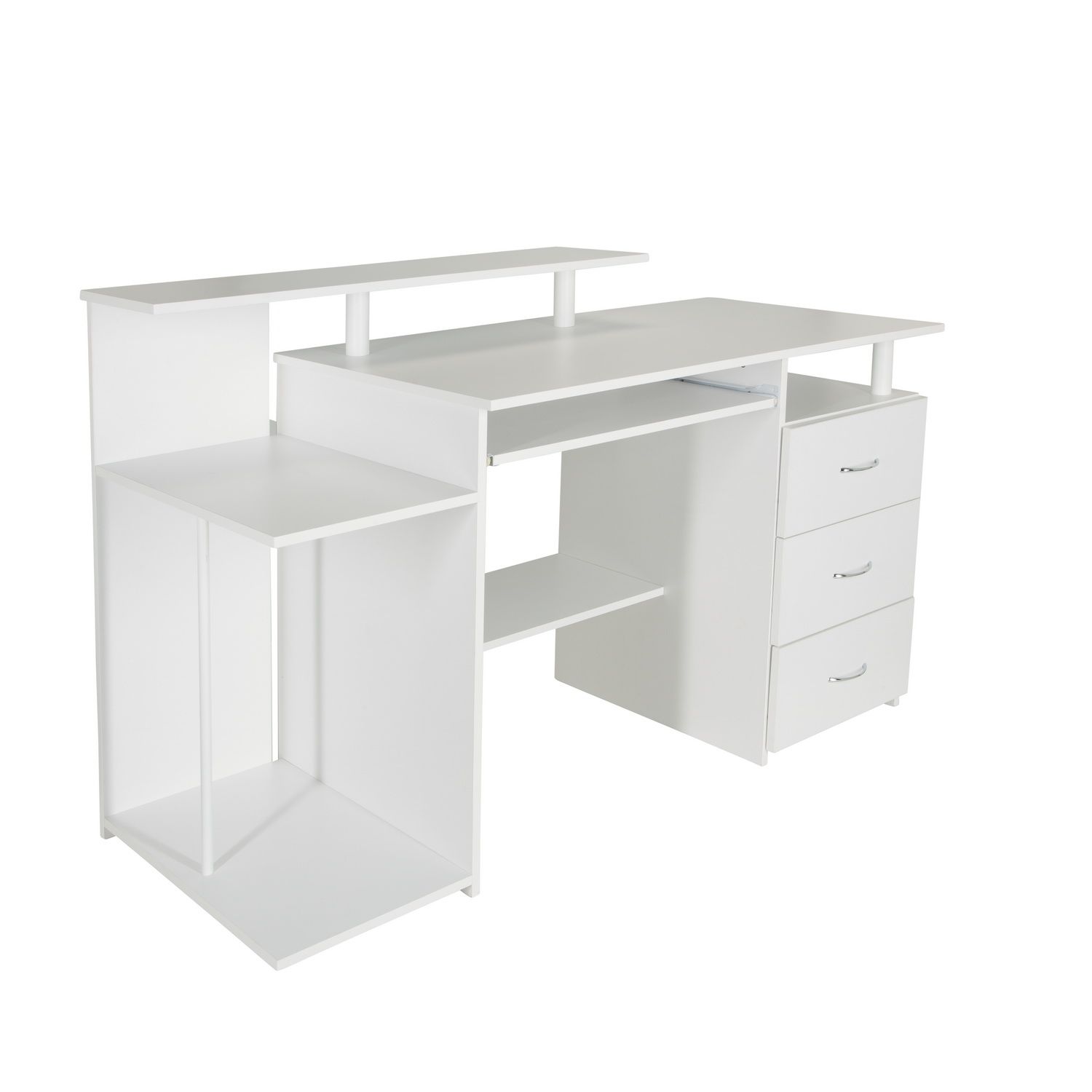 Computertisch / Schreibtisch WORKSPACE H IV 137 x 60 cm mit Standcontainer weiß hjh OFFICE