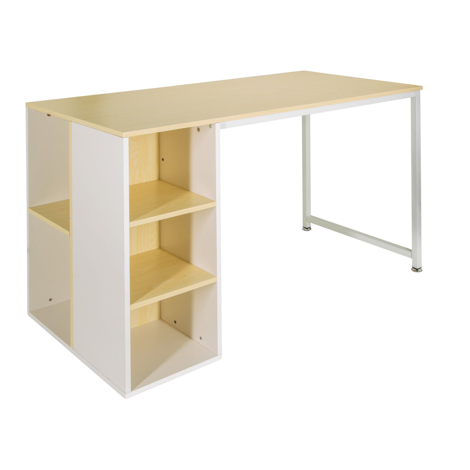 * Schreibtisch / Computertisch WORKSPACE H II 120 x 60 cm mit Standcontainer weiß / eiche hjh OFFICE