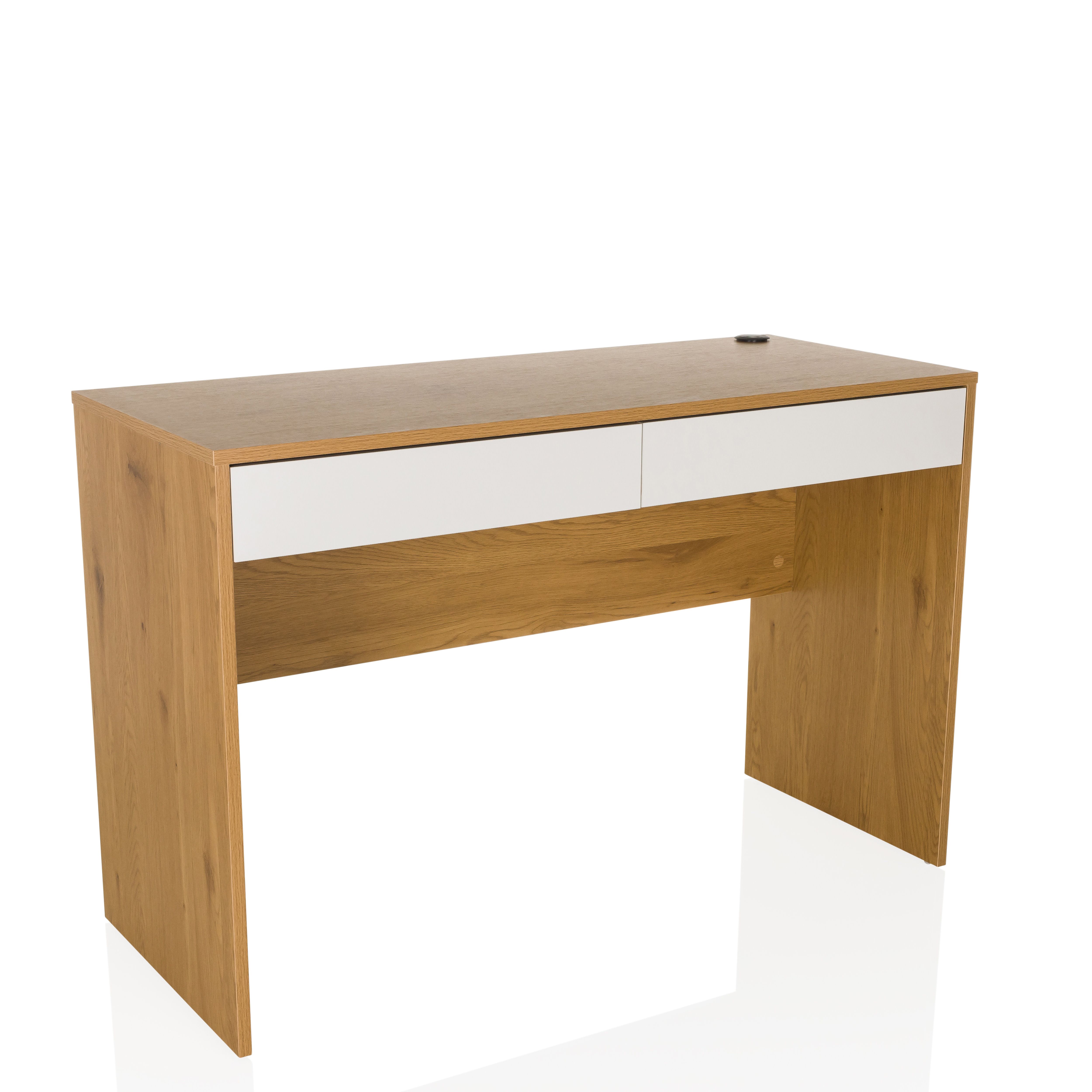 Schreibtisch BERGA 120x50x78 cm 2 Schubladen weiß/eiche hjh LIVING